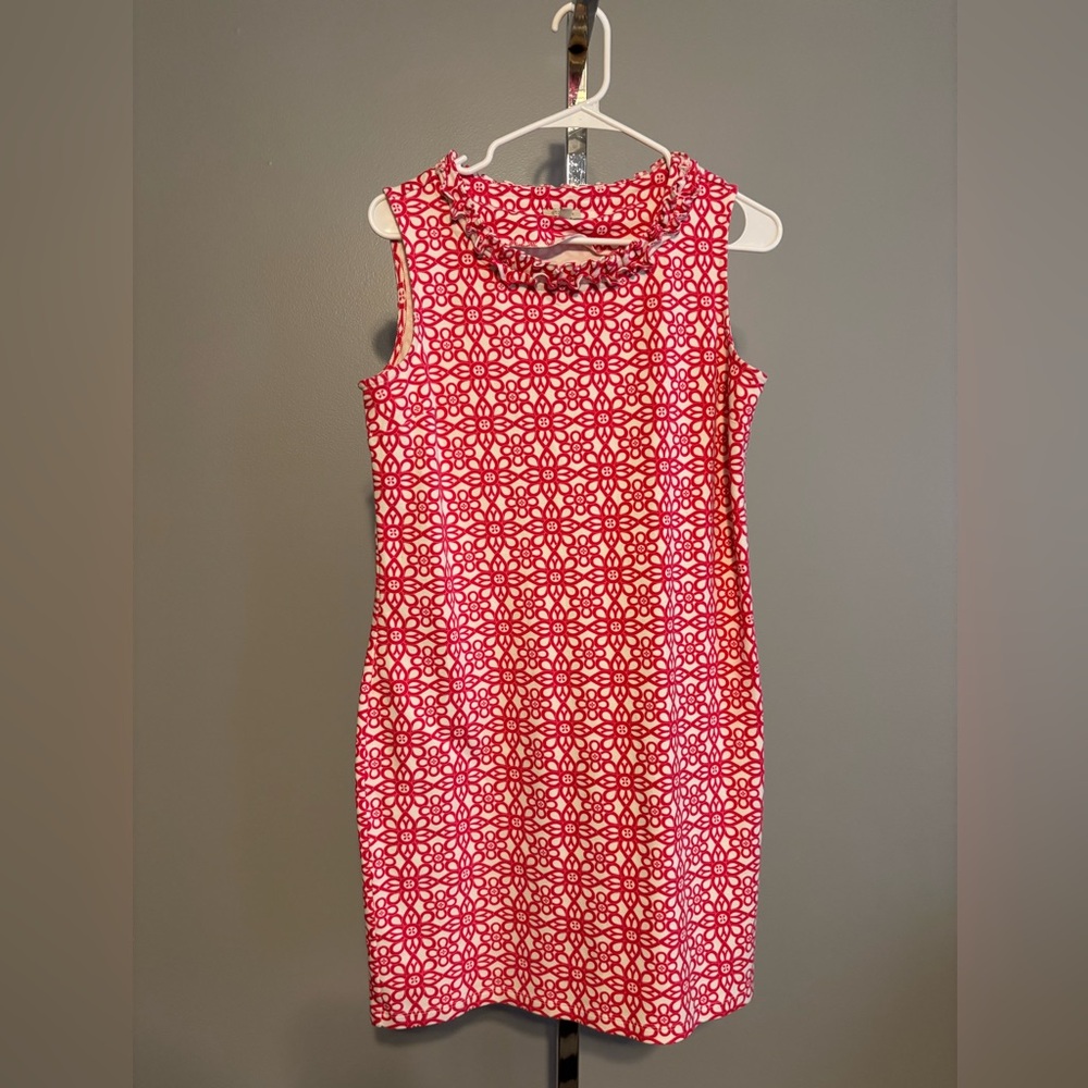 Talbots Petites women’s dress white and pink sleeveless shift dress LP